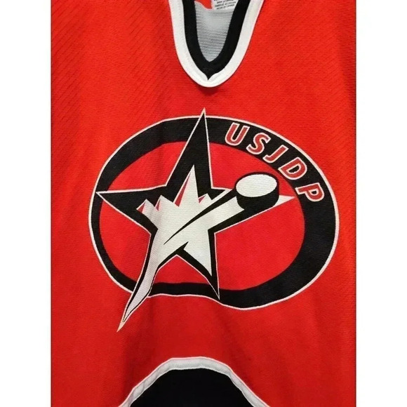 CCM made in canada USJDP HOCKEY Jersey RED BLACK Size ADULT LARGE - Picture 8 of 10